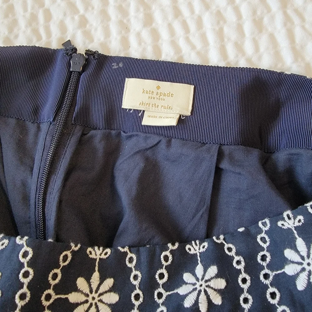Kate Spade Navy Floral Ruffle Wrap Mini Skirt